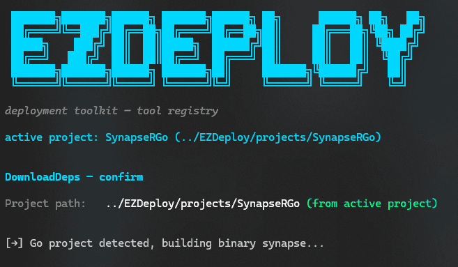 EZDeploy preparing a Go application before release promotion